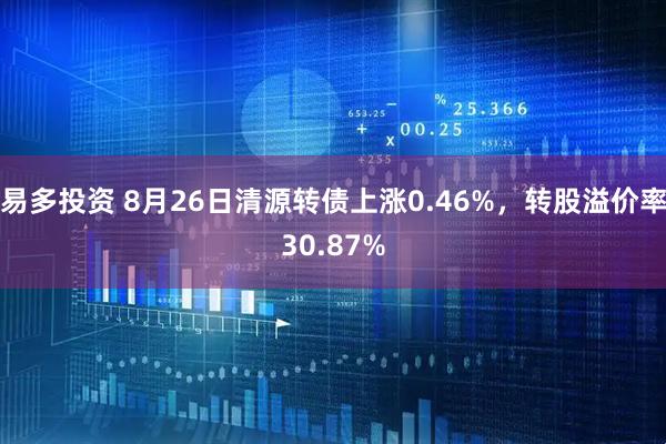 易多投资 8月26日清源转债上涨0.46%，转股溢价率30.87%